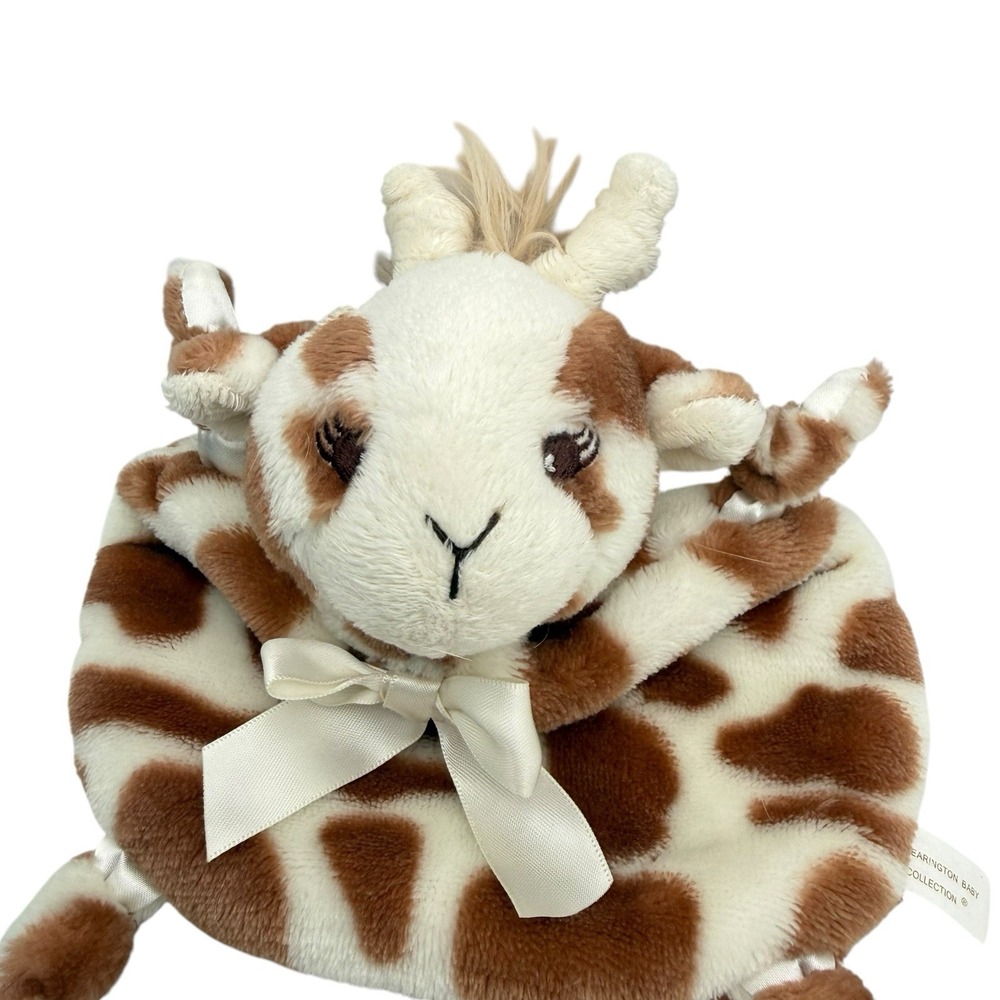 Giraffe‎ Lovey Blanket Bearington Baby Collection Round Satin Tips And Bow EUC